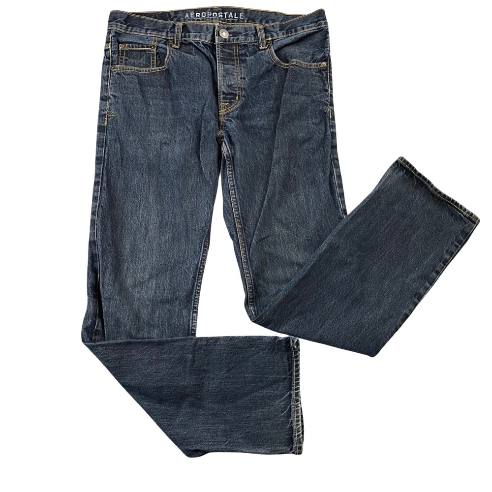 Aeropostale Jeans Mens 32x32 Blue Straight Leg Button Fly 100 Cotton 2014